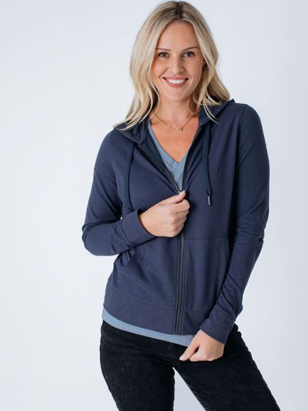 Women's Odyssey Blue Terry Zip-Up Sweatshirt | Fresh Clean Threads